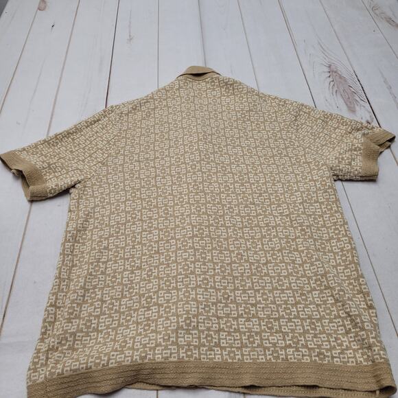 Abercrombie & Fitch knit polo sweater cardigan button jacquard tan grandpa core - Picture 6 of 6